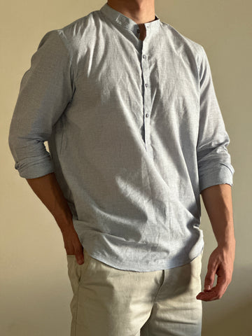 Powder Blue Linen Shirt