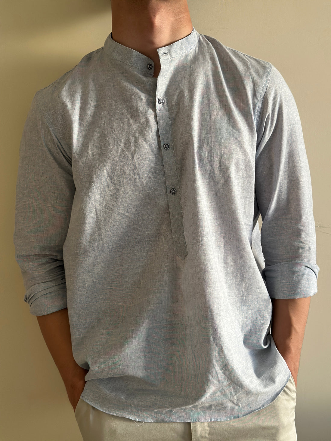 Powder Blue Linen Shirt